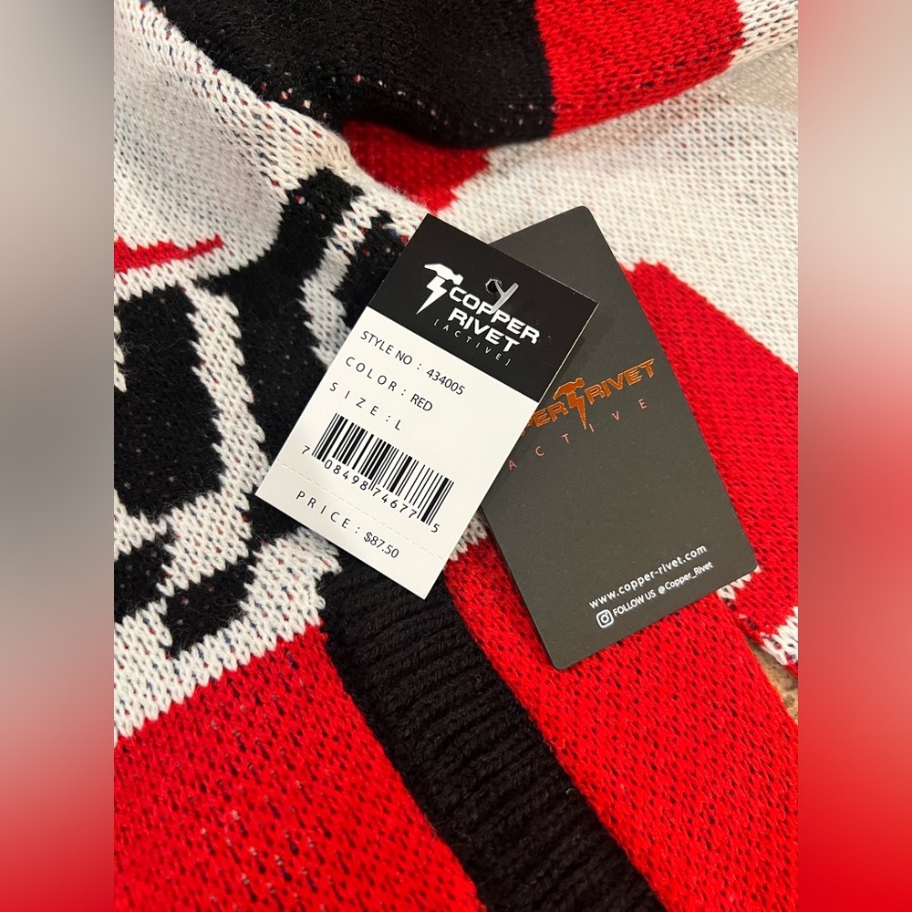 COPPER RIVET RED RACING FULL-ZIP SWEATER Size Large NWT - Picture 8 of 9